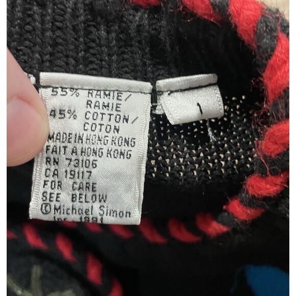 Michael Simon Western Cowboy Boots Ugly Sweater Neon Pop Art Sz 1 Sm/Med Vintage - Picture 3 of 7